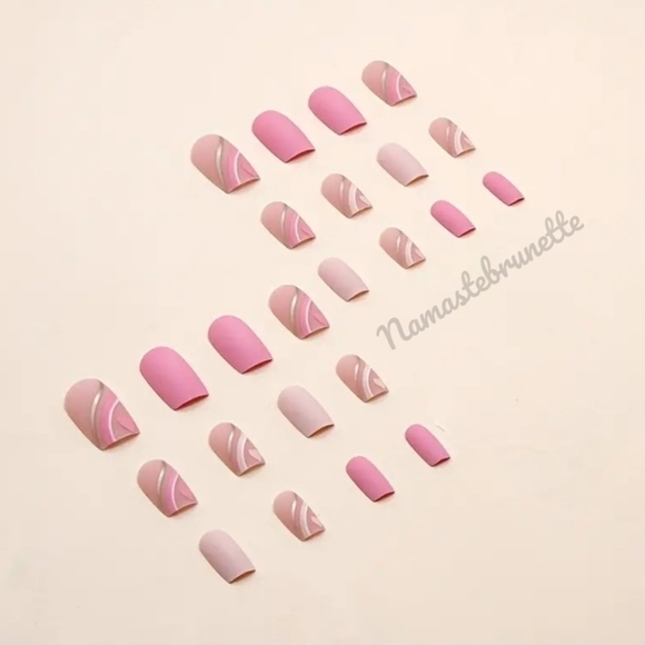 2/$16 Matte Pink Hearts Press On Nails - Picture 6 of 15